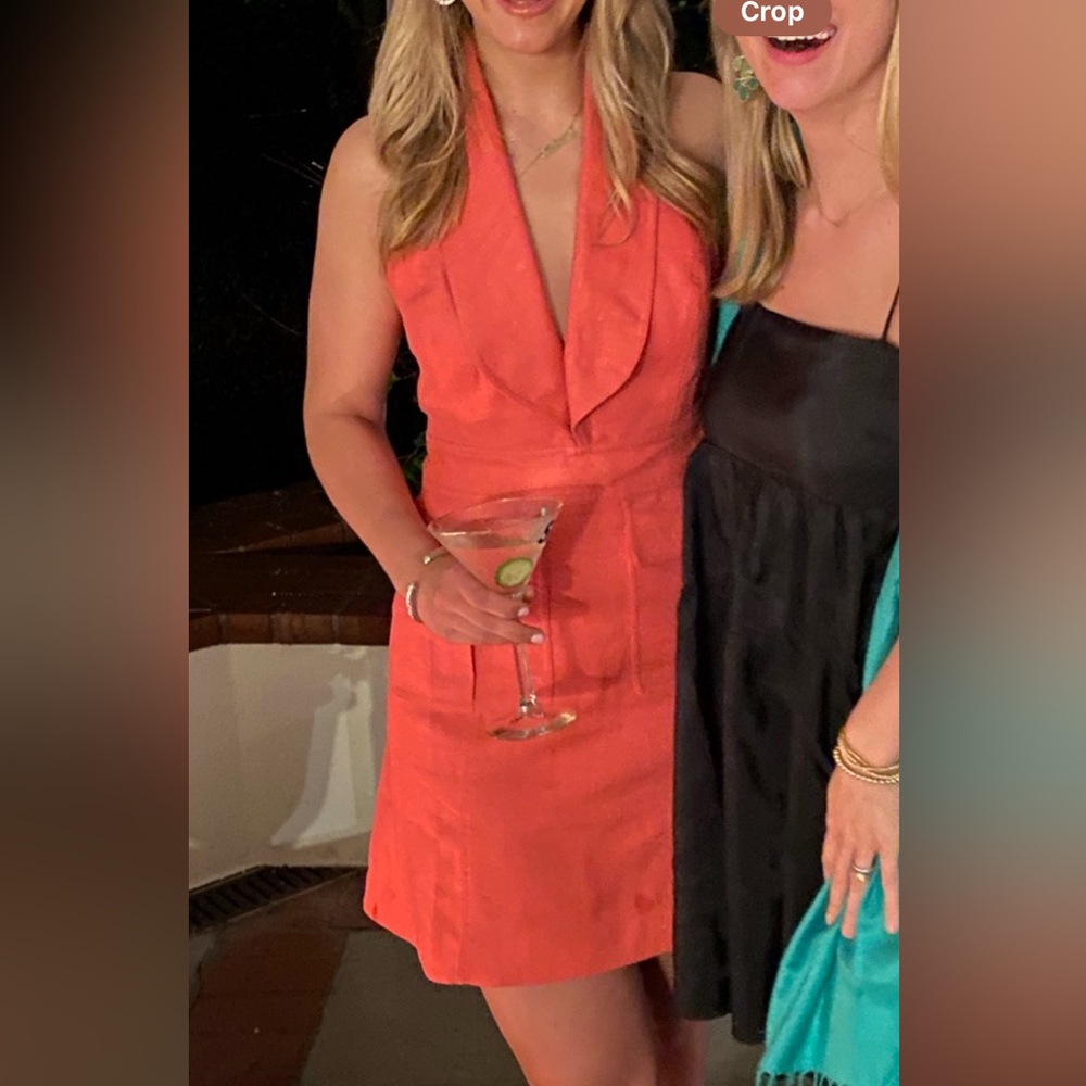 Alexis salmon color linen mini dress